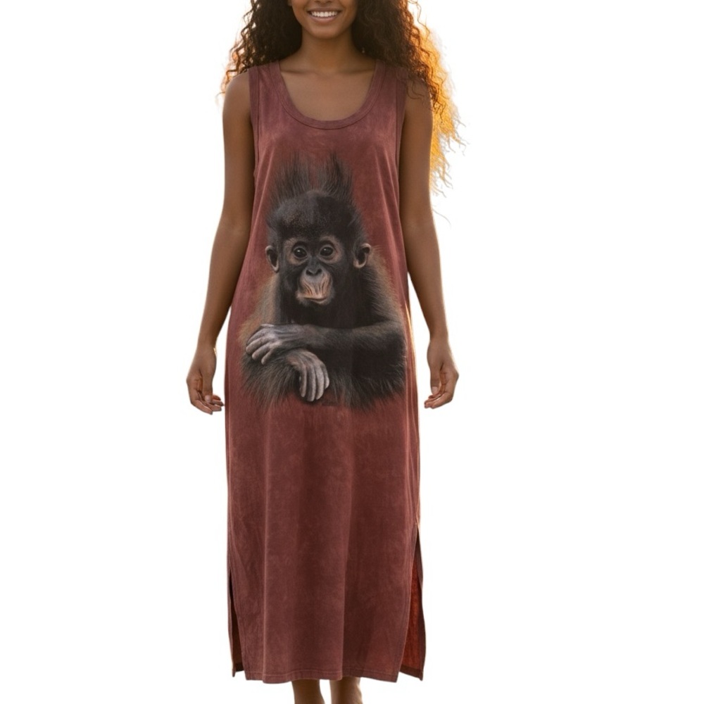 The Mountain Vintage Baby Gorilla Sleeveless Tie Dye Wash Maxi Dress Size 2XL